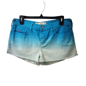 Hollister Blue Ombre Jean Shorts Size 5 Mid Rise Raw Hem